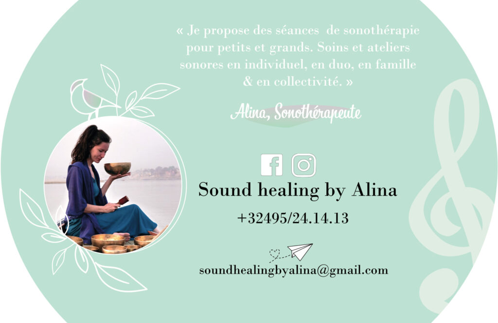 Verso de la carte de visite Sound Healing by Alina