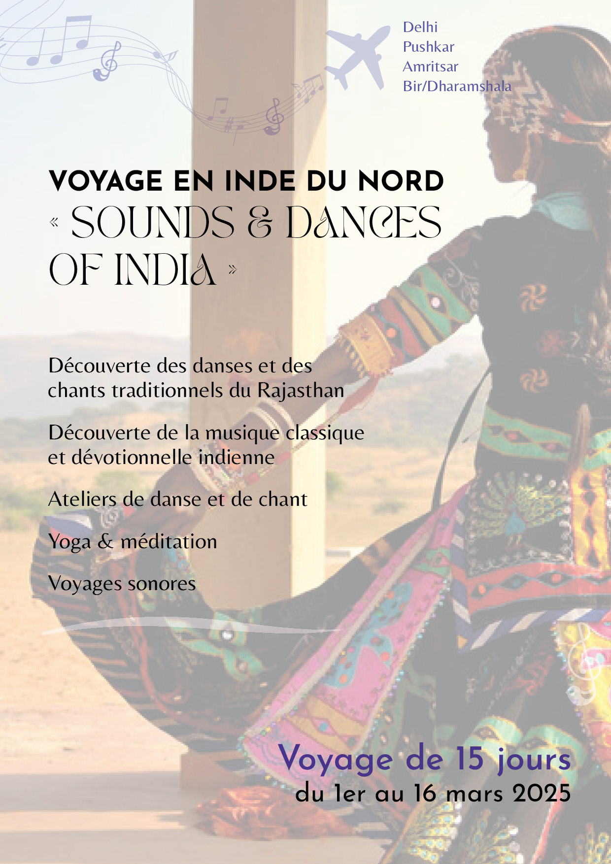 Flyer pour un voyage sonore et dansant inspiré de l’Inde