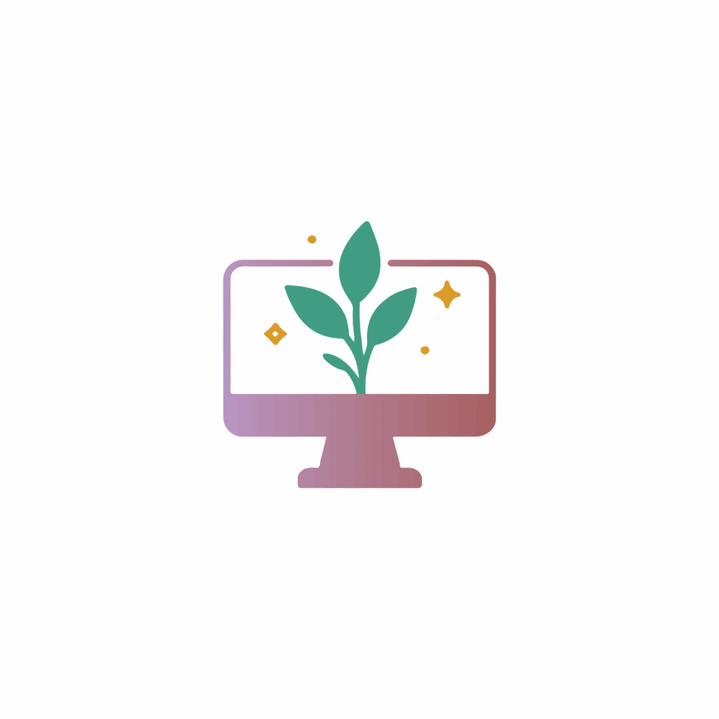 Pictogramme Émergence pour le service création de sites web, représentant un écran avec une plante qui pousse