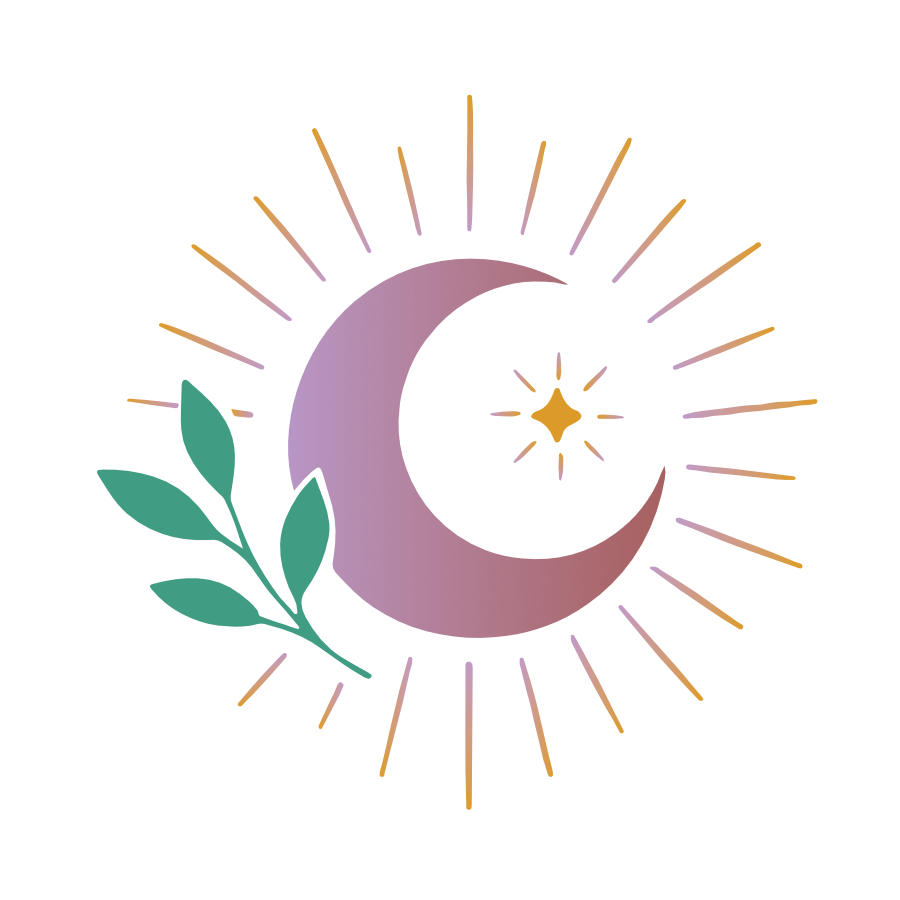 Logo principal d’Émergence Creative – symbole lune, feuille et rayons lumineux