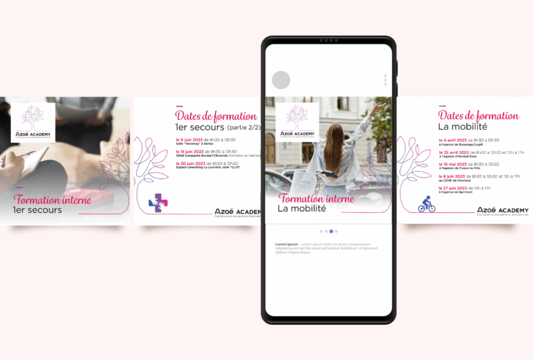 Azaé Academy – posts réseaux sociaux (formations & inscriptions)