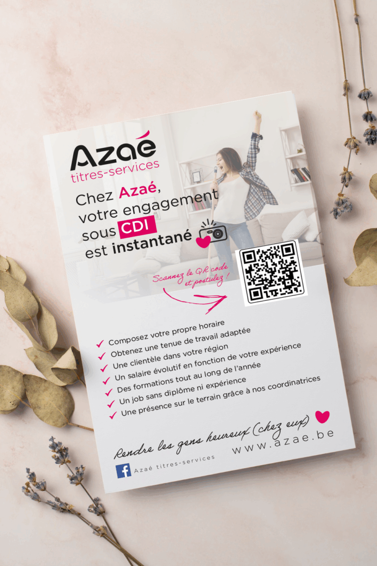 Azaé Titres-Services – flyer recrutement (QR formulaire RH)