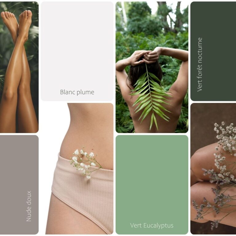 Palette de couleurs Épilzen avec images d’ambiance nature et peau
