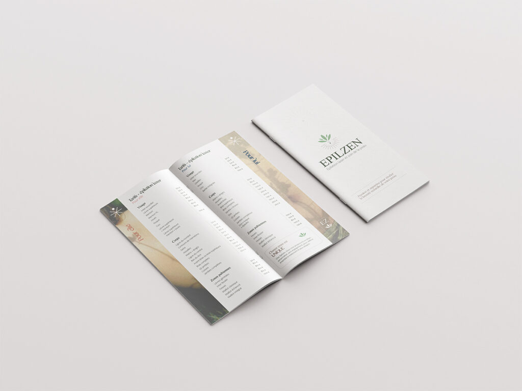 Dépliant EPILZEN – tarifs homme et femme, informations et QR code