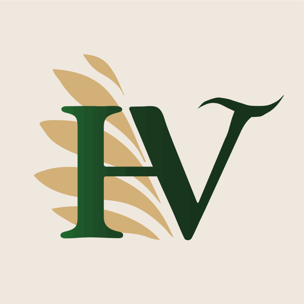 Monogramme HV du Domaine de Hurlevent avec symbole végétal