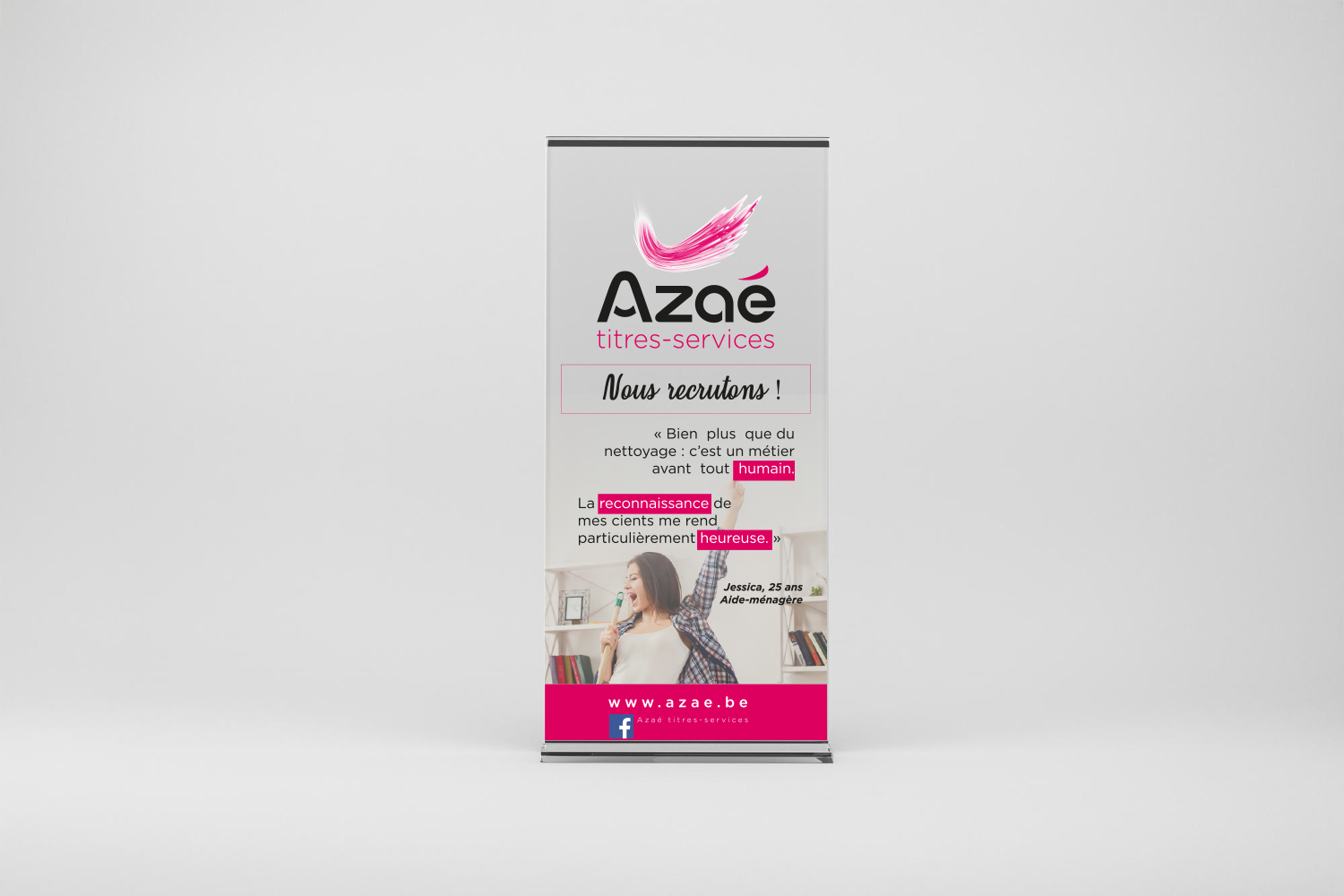 Roll-up de recrutement Azaé Titres-Services – journées découvertes et salons de l’emploi (design Émergence)
