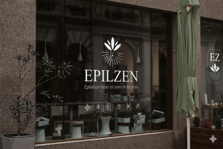 Vitrine EPILZEN – logo et pictogrammes des services
