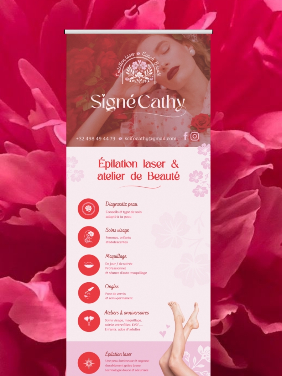 Bâche extérieure Signé Cathy conçue par Manon Duchateau, graphiste à Liège (Belgique)